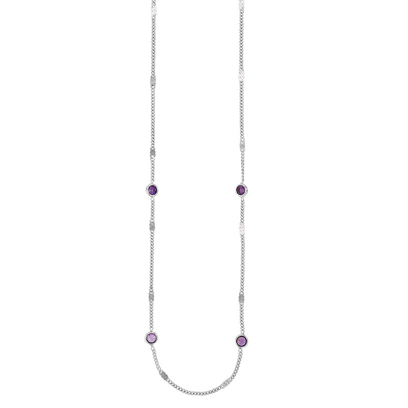 Collier en argent 925/1000 rhodié avec oxydes de zirconium teintés violet
