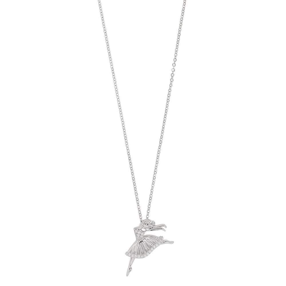 Collier en Argent rhodié 925/1000 danseuse avec oxydes de zirconium