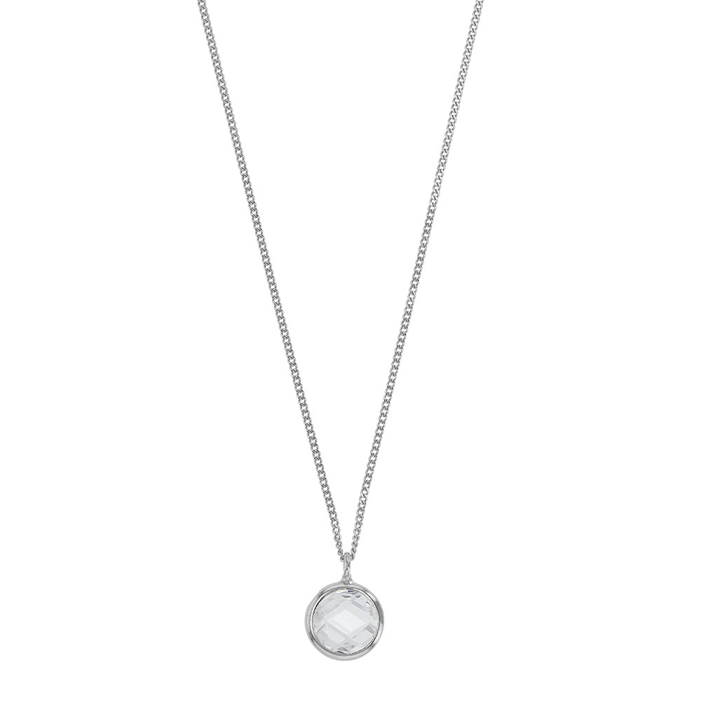 Collier en Argent 925/1000 rhodié et oxyde de zirconium rond