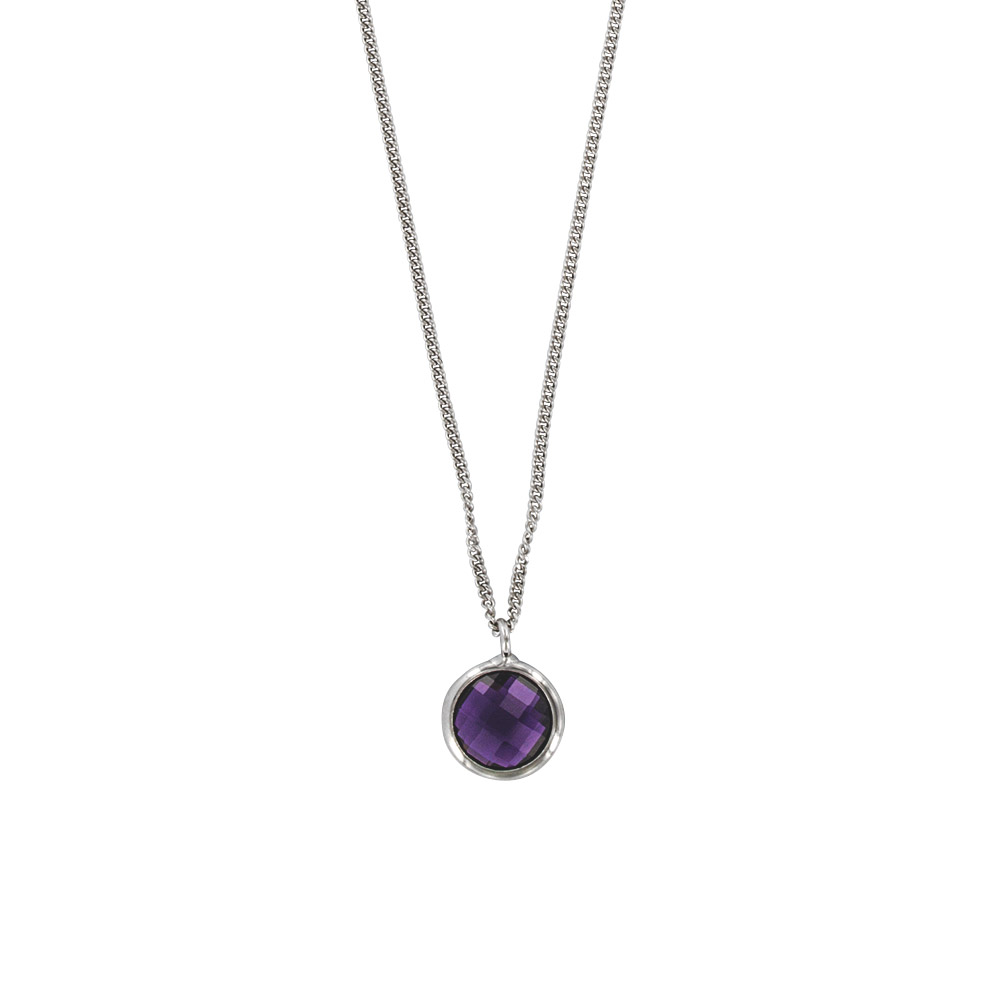 Collier en Argent 925/1000 rhodié et oxyde de zirconium rond noir