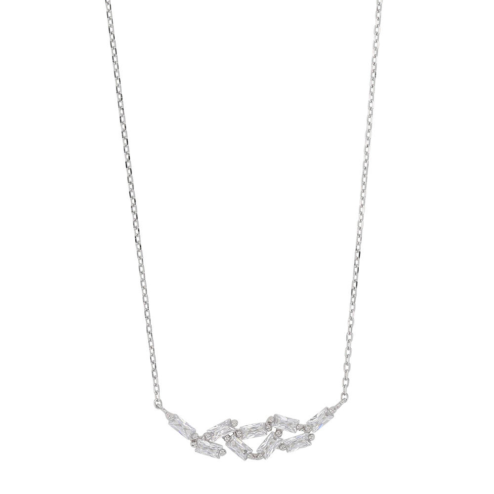 Collier en Argent rhodié 925/1000 et oxydes de zirconium