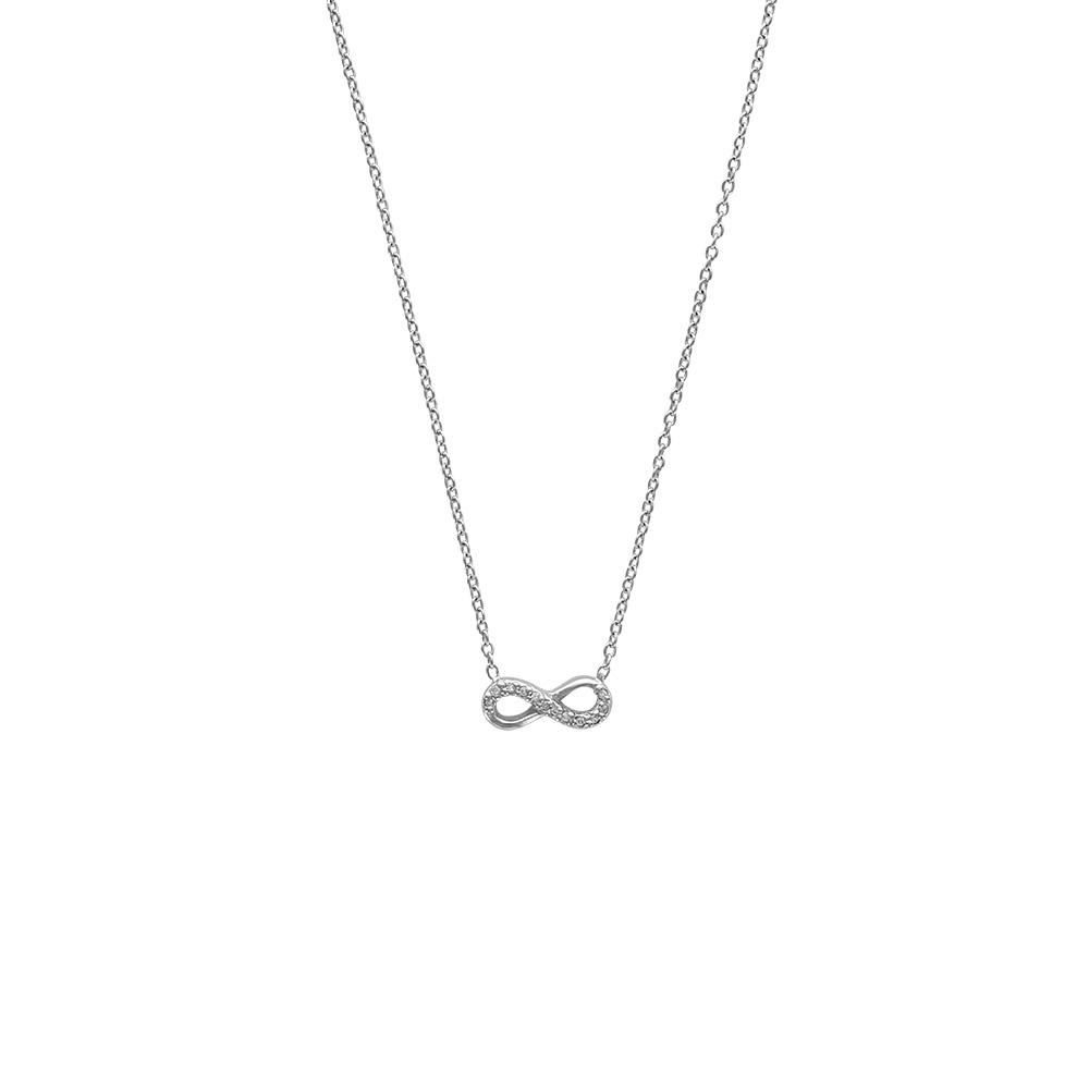 Collier en argent 925/1000 rhodié et oxydes de zirconium - petit Infini