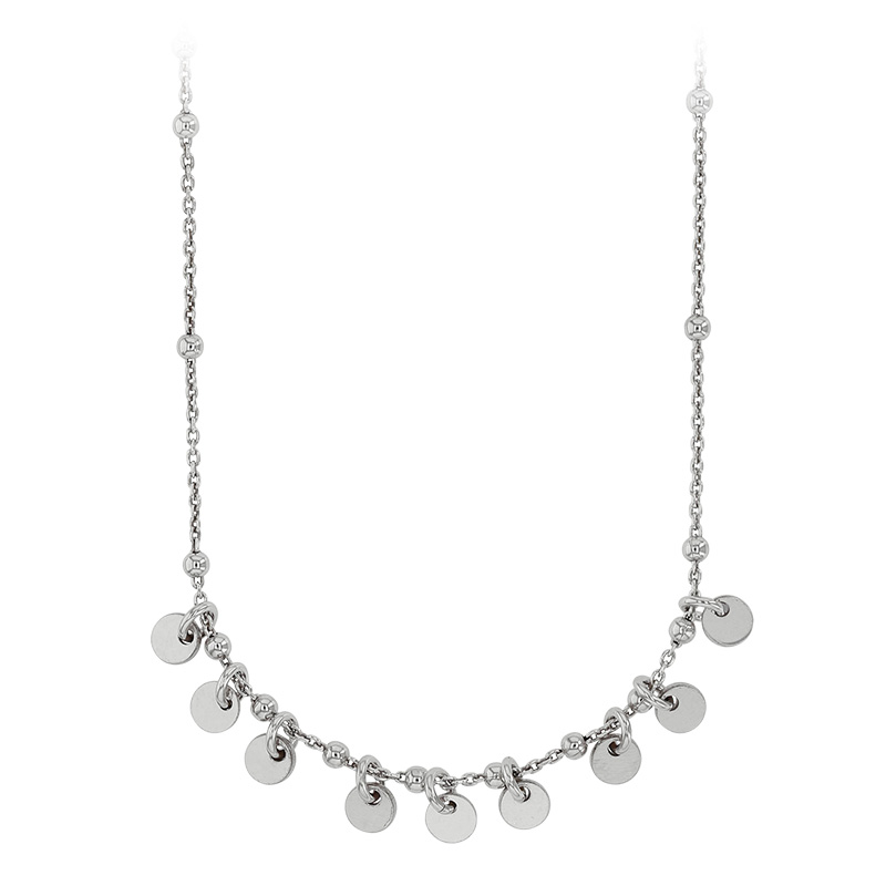 Collier en argent 925/1000 rhodié - petites boules et pampilles rondes