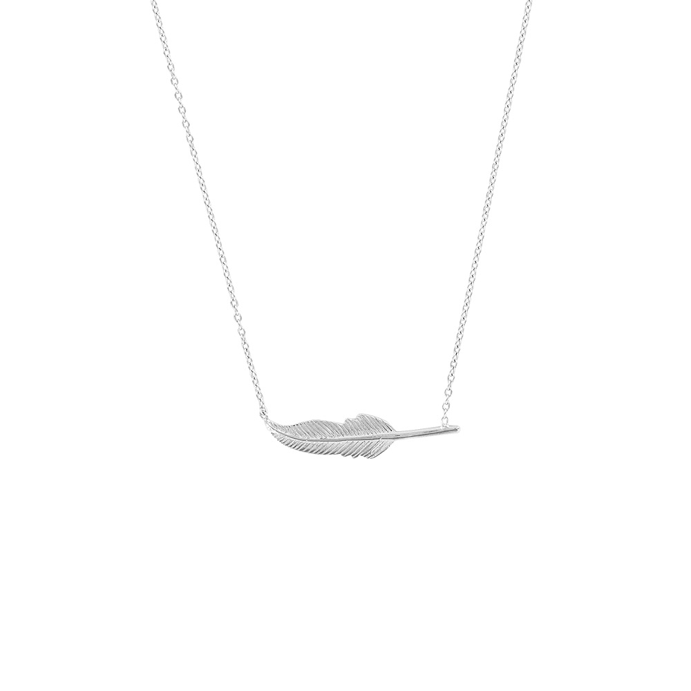 Collier en argent rhodié 925/1000 - plume