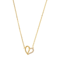 Collier en forme de coeur ajouré et à moitié empierré, en plaqué or