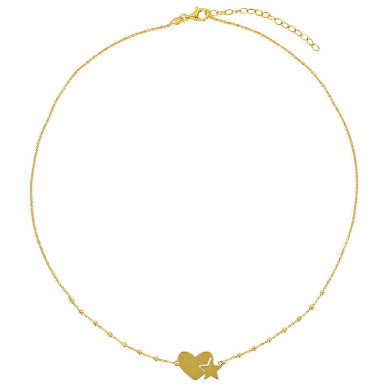 Collier en forme de coeur avec une étoile en argent 925/1000 doré