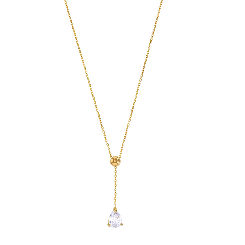 Collier en forme de Y serti d’un oxyde taille poire, Or 375/1000