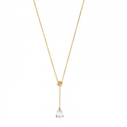 Collier en forme de Y serti d’un oxyde taille poire, Or 375/1000