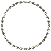 Collier en maille, motif trois grains de café, en argent 925/1000 vieilli
