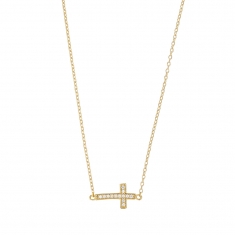 Collier en Or 375/1000 avec oxydes de zirconium - croix