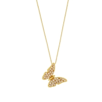 Collier en Or 375/1000 avec oxydes de zirconium - papillon