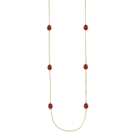 Collier en Or 375/1000 - coccinelles en émail rouge  - 45 cm