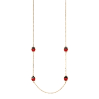 Collier en Or 375/1000 - coccinelles en émail rouge  - 45 cm