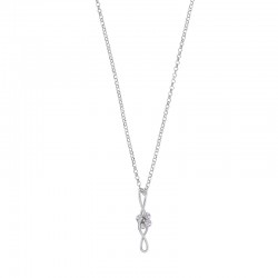 Collier en pendentif double infini et boules maille jaseron, argent 925/1000 rhodié