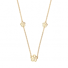 Collier en plaqué or 3 fleurs ajourés avec oxyde de zirconium