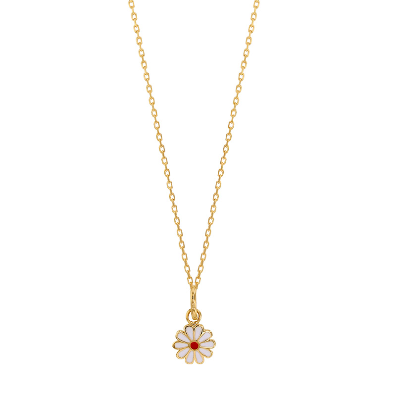 Collier enfant fleur émaillée, plaqué or