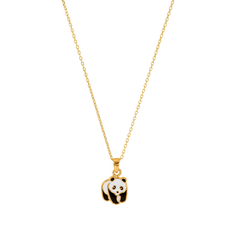 Collier enfant panda émaillé, plaqué or