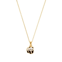 Collier enfant panda émaillé, plaqué or