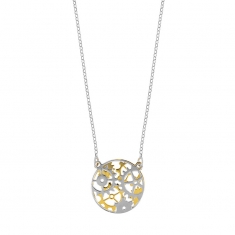 Collier engrenages en argent 925/1000 rhodié et argent 925/1000 doré