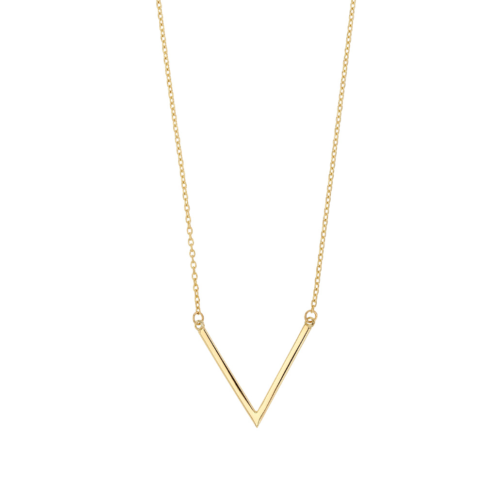 Collier et pendentif en forme de V Or 375/1000