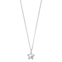 Collier étoiles ajourées, émail bleu turquoise en argent 925/1000 rhodié