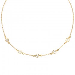Collier étoiles dans ronds aspect diamanté maille jaseron argent 925/1000 doré