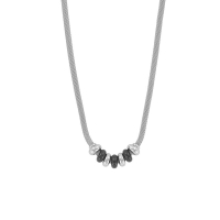 Collier femme acier et boules 45cm