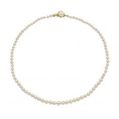 Collier fermoir rond plaqué or orné de perles de Majorque blanches 4/7 mm