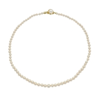 Collier fermoir rond plaqué or orné de perles de Majorque blanches 4/7 mm