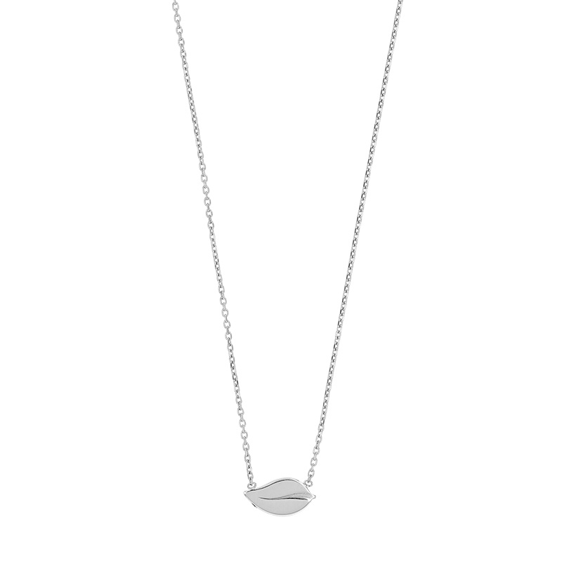 Collier feuille en argent 925/1000 platiné