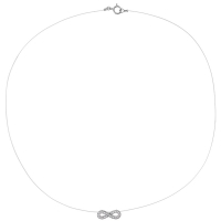 Collier fil nylon infini pavé d'oxydes, argent 925/1000 rhodié