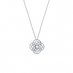 Collier fleur avec des cercles entrelacés style rosace en argent rhodié 925/1000