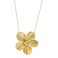 Collier fleur brossé, argent 925/1000 doré