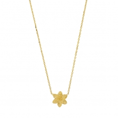 Collier fleur en relief, argent 925/1000 doré