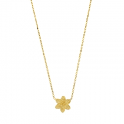 Collier fleur en relief, argent 925/1000 rhodié