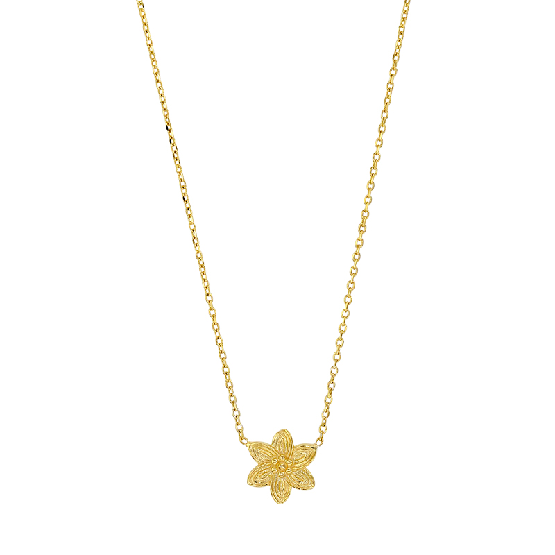 Collier fleur en relief, argent 925/1000 doré