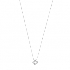 Collier fleur ornée d’oxydes en argent 925/1000 rhodié
