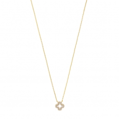 Collier fleur ornée d’oxydes en argent 925/1000 rhodié