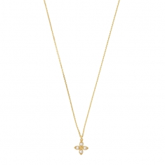 Collier fleurs ornés de 4 oxydes en argent 925/1000 doré
