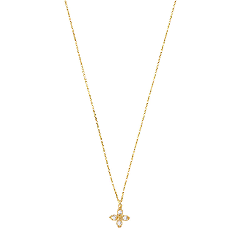 Collier fleurs ornés de 4 oxydes en argent 925/1000 doré