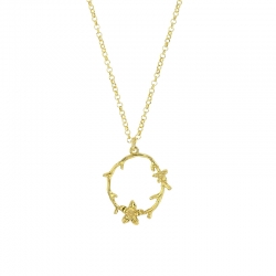 Collier fleurs sur un cercle argent 925/1000 doré