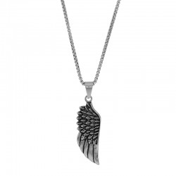 Collier forme aile H 5,7cm maille pop-corn en acier