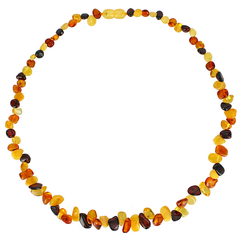Collier forme arrondie ambre cognac, miel et cerise, fermoir à vis