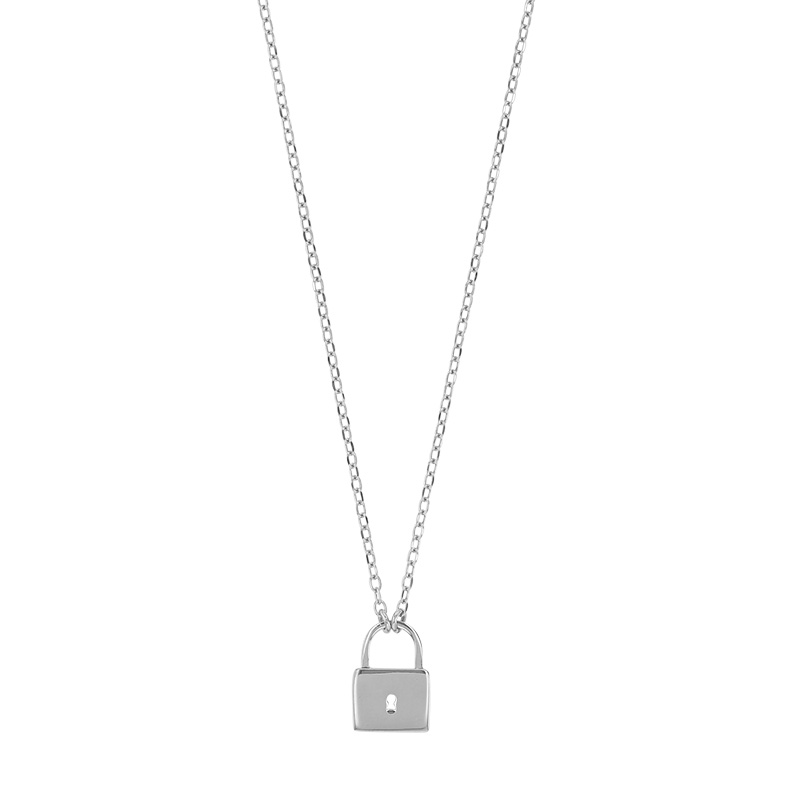 Collier forme cadenas, argent 925/1000 platiné