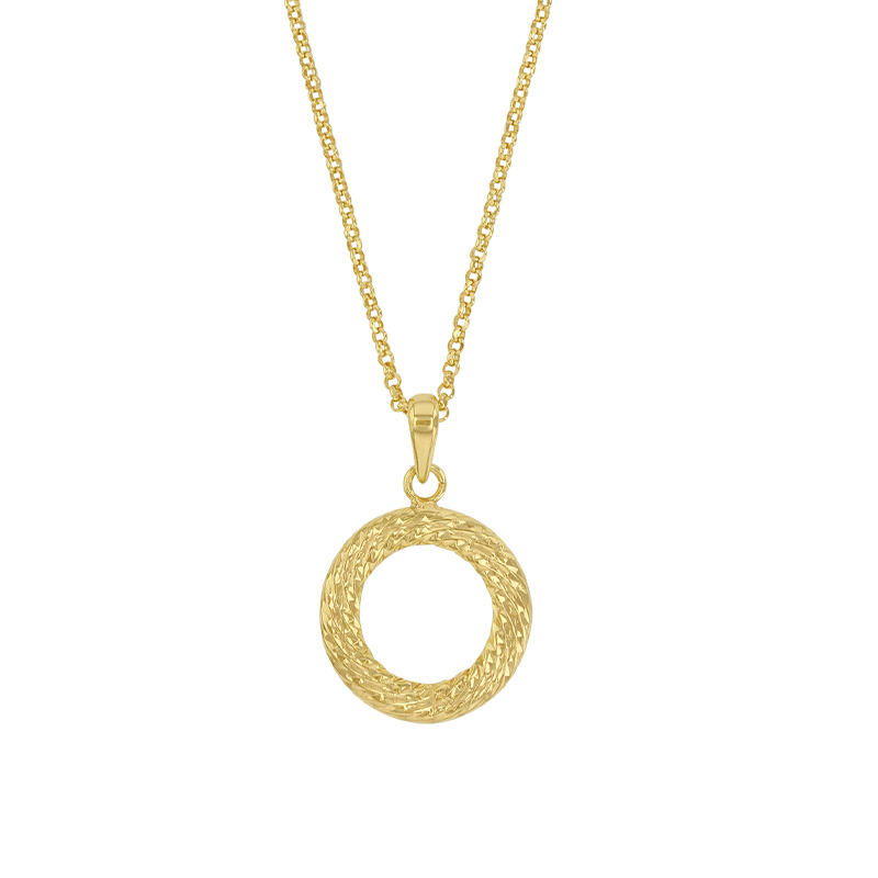 Collier forme cercle ciselé, argent 925/1000 doré