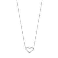 Collier forme coeur serti d'oxydes, argent 925/1000 rhodié