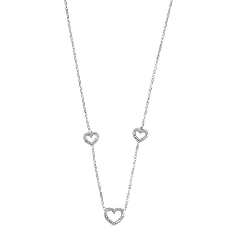 Collier forme 3 coeurs, argent 925/1000 rhodié