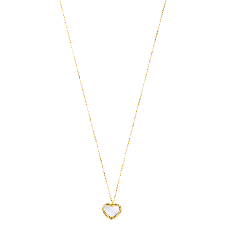 Collier forme de coeur en nacre, Or 375/1000