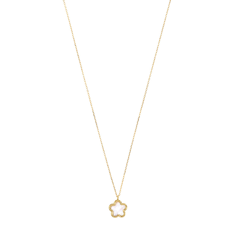 Collier forme de fleur en nacre, Or 375/1000