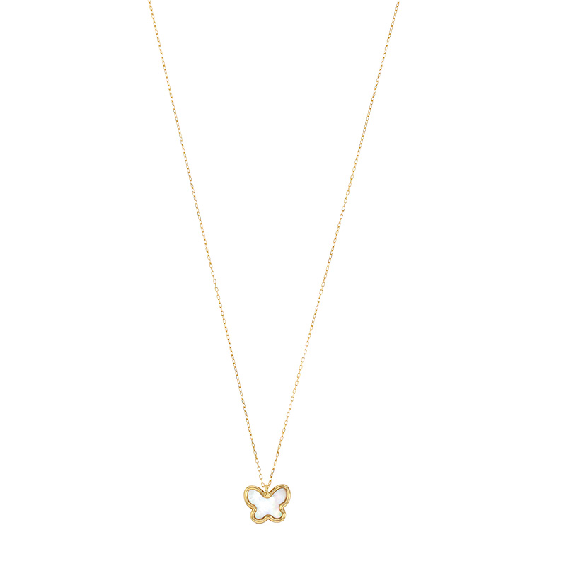 Collier forme de papillon en nacre, Or 375/1000